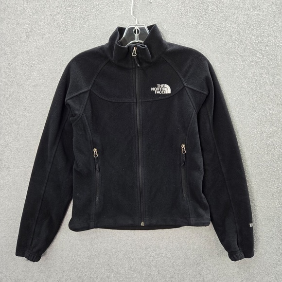 The North Face Women Jacket Small Black Windwall Logo Fleece Full Zip - Picture 1 of 10